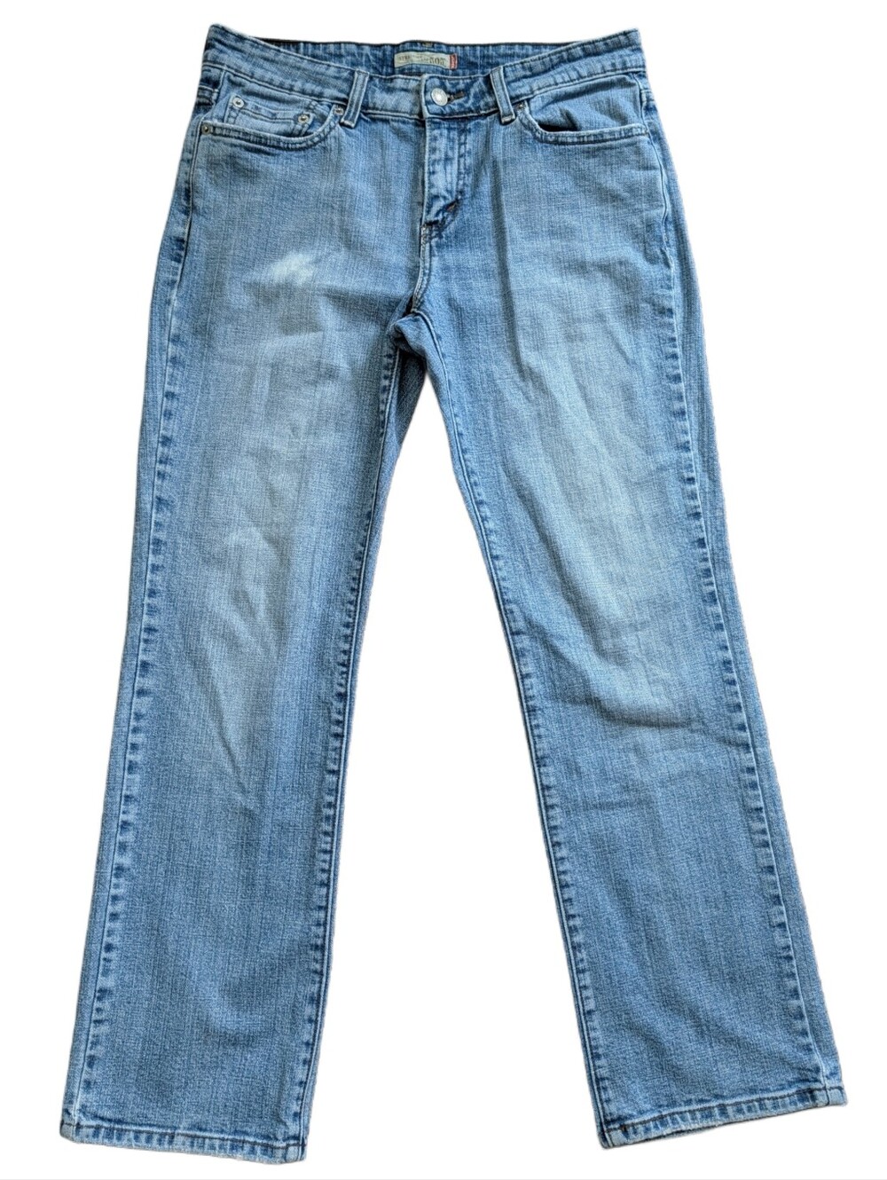 Levi's Womens Light Blue 505 Straight Leg Distressed Denim Jeans Size 8M (30x28)